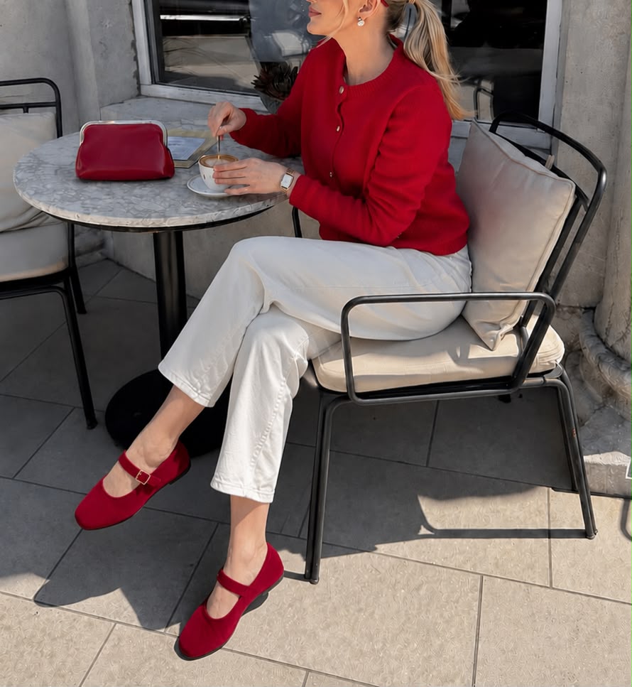 Mary : Ballerines Femme - Daim rouge