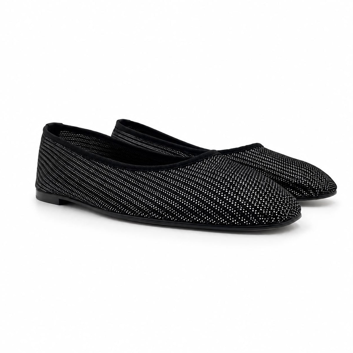 Éclypse : Ballerines Femme - Textile Tressé Noir