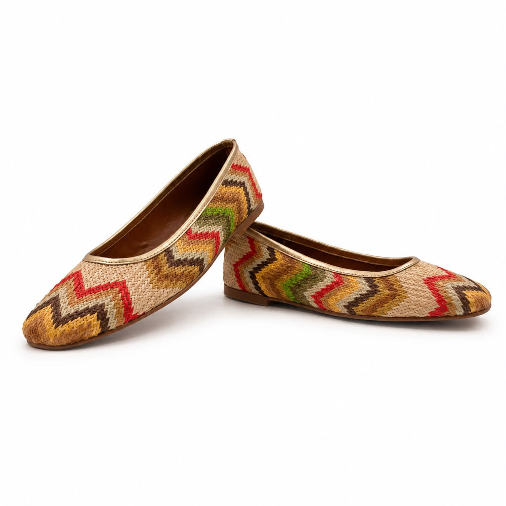 Élise : Ballerines Femme - Raphia Tressé