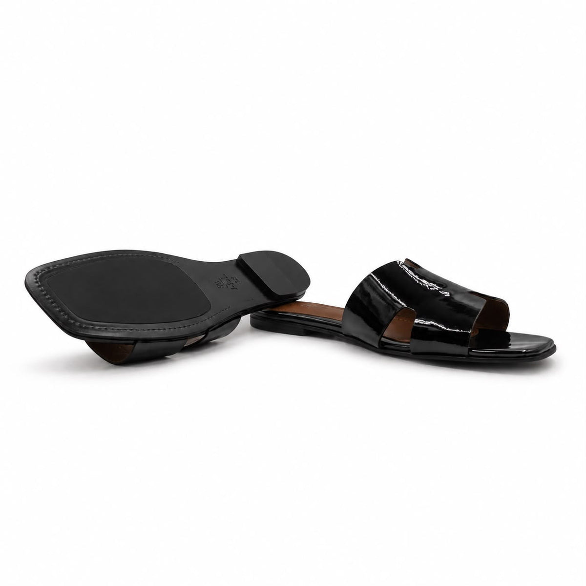 Hélène : Sandales Femme - Cuir Verni Noir