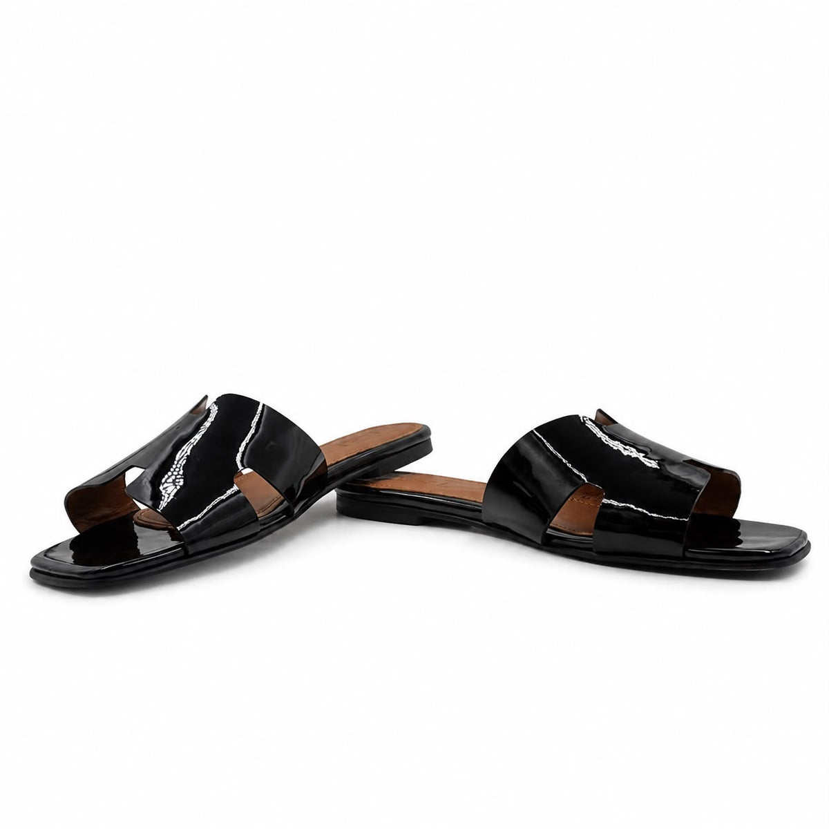 Hélène : Sandales Femme - Cuir Verni Noir