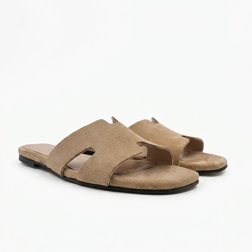 Hélène : Sandales Femme - Daim Beige