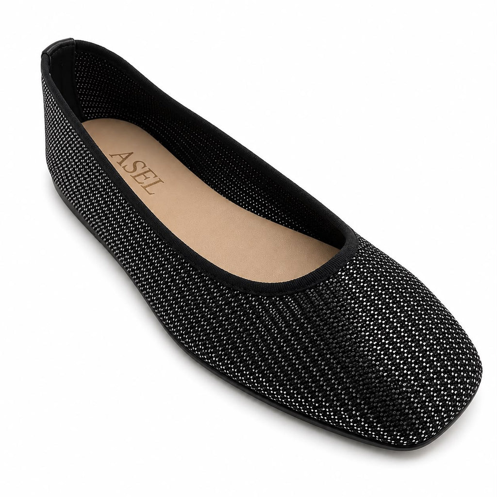Éclypse : Ballerines Femme - Textile Tressé Noir