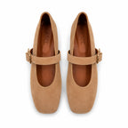 Mary : Ballerines Femme - Daim Beige