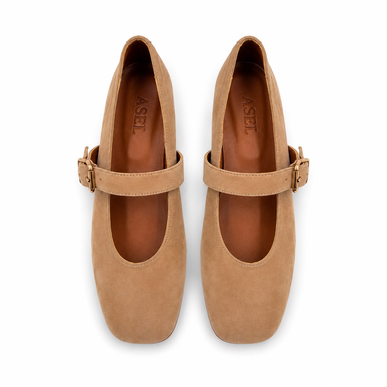 Mary : Ballerines Femme - Daim Beige
