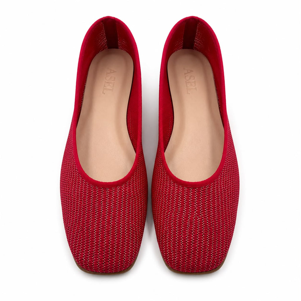 Éclypse : Ballerines Femme - Textile Tressé Rouge