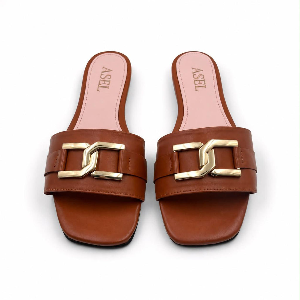 Olka : Sandales Femme - Cuir Tabac
