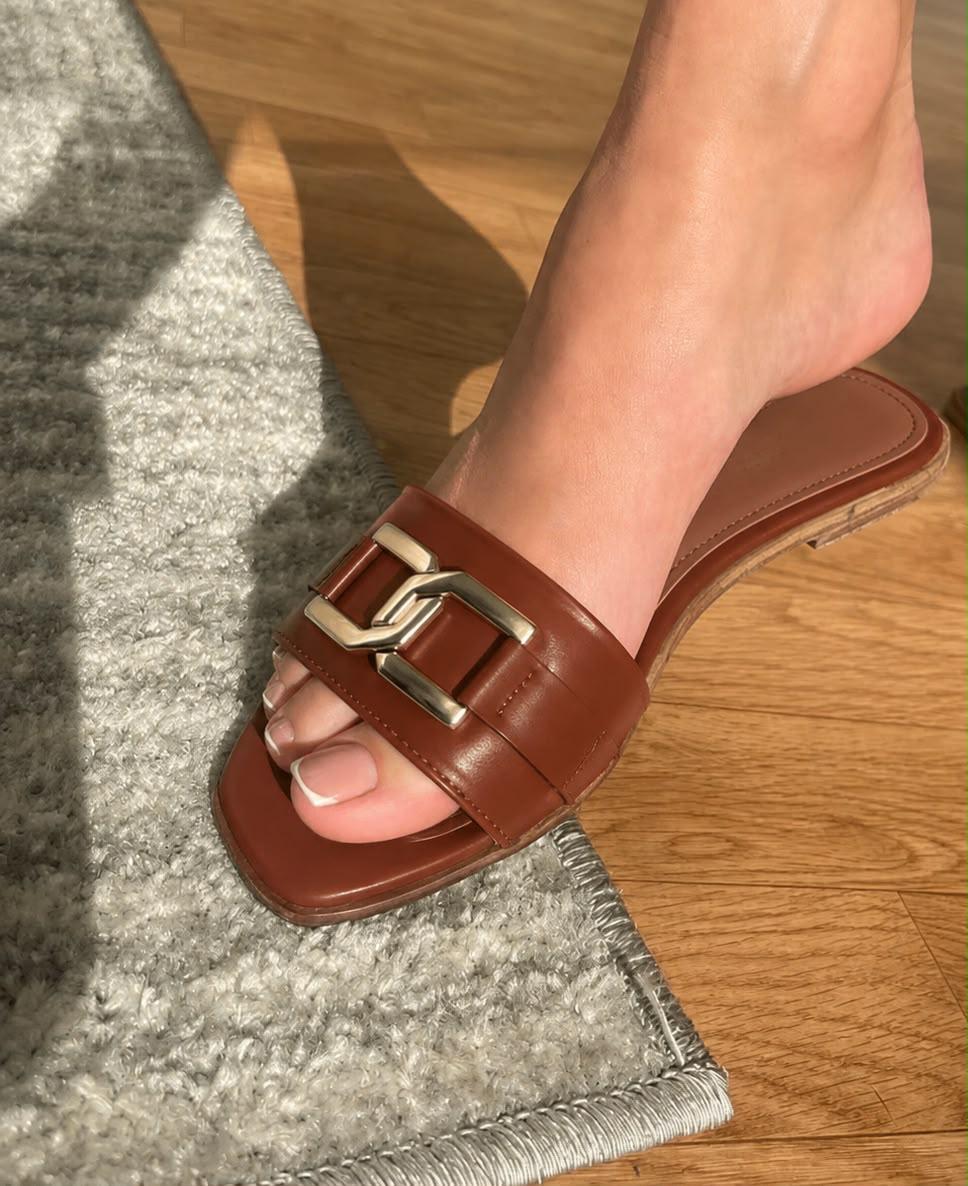 Olka : Sandales Femme - Cuir Tabac