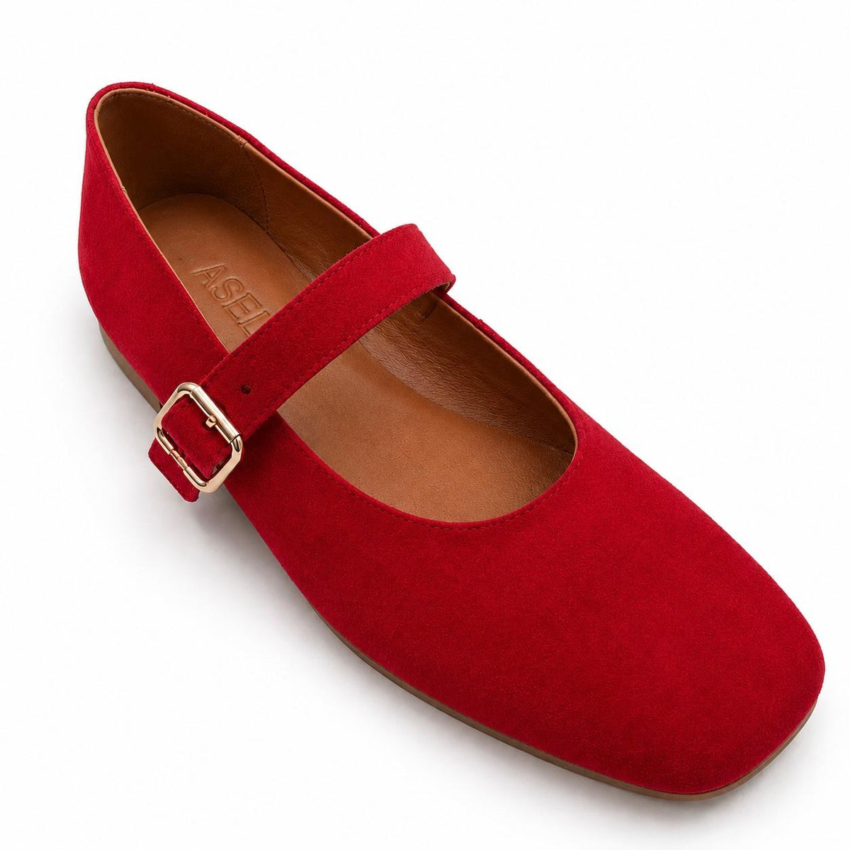 Mary : Ballerines Femme - Daim rouge