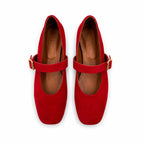 Mary : Ballerines Femme - Daim rouge