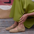 Mary : Ballerines Femme - Daim Beige