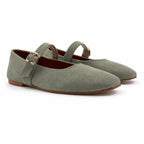 Mary : Ballerines Femme - Daim Vert Sauge