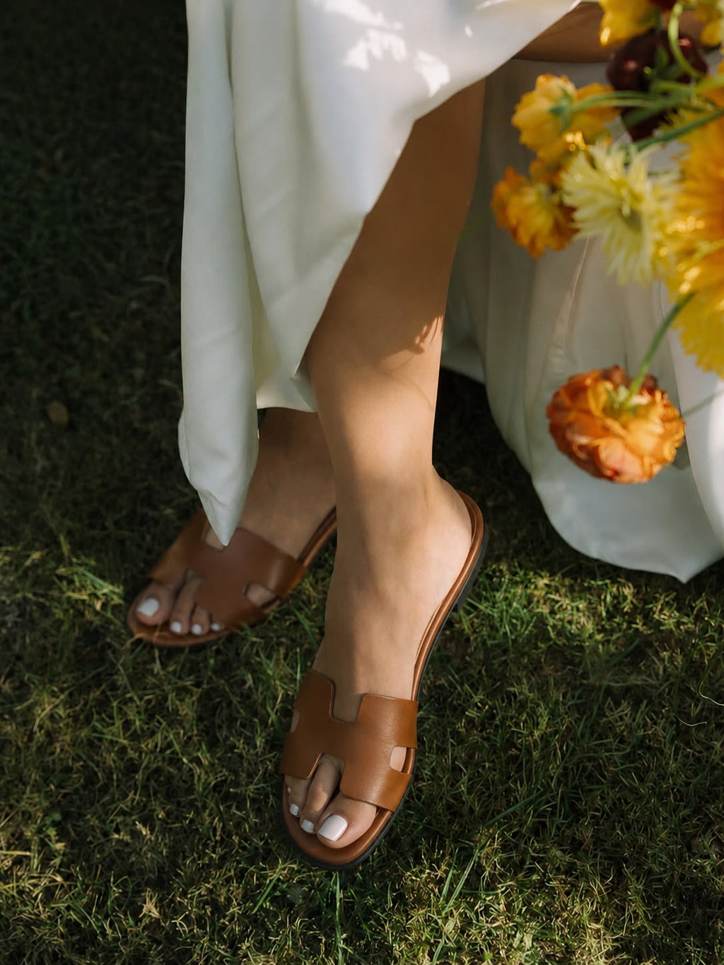 Hélène : Sandales Femme - Cuir Tabac