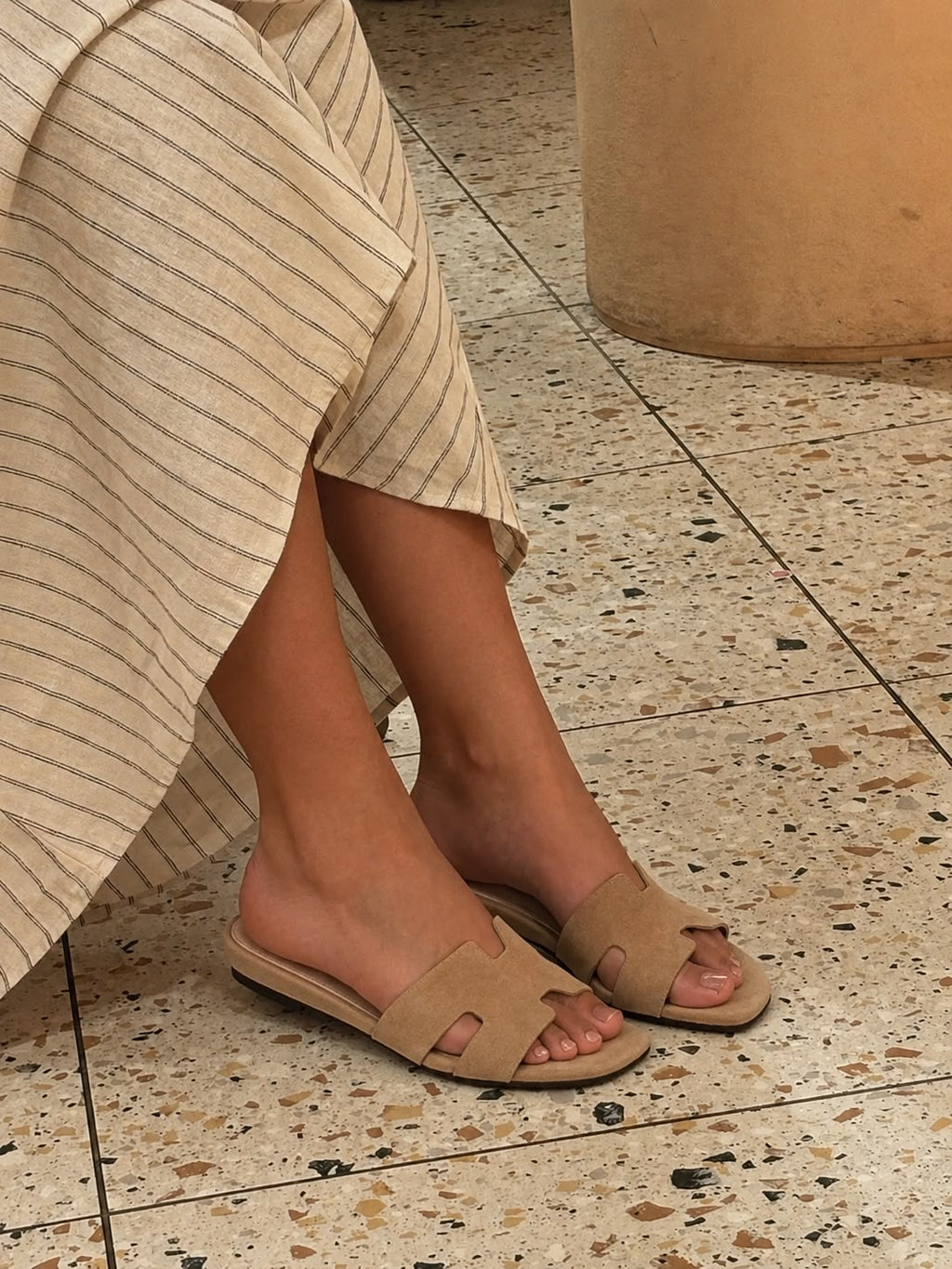 Hélène : Sandales Femme - Daim Beige
