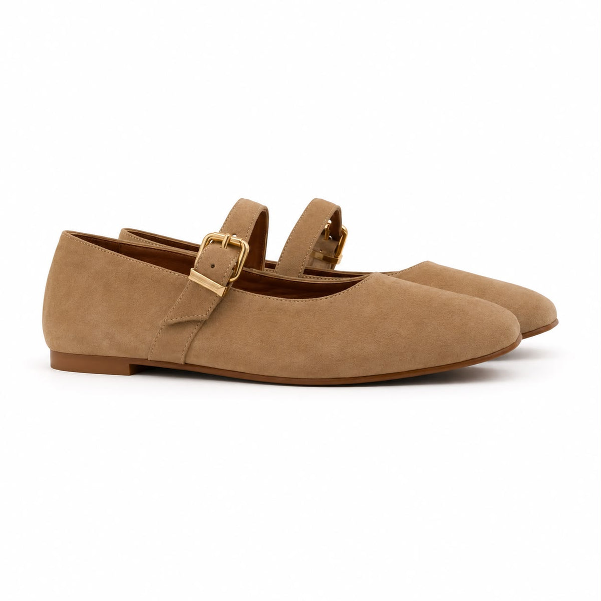 Mary : Ballerines Femme - Daim Beige