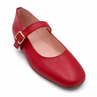 Mary : Ballerines Femme - Cuir Rouge