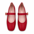 Mary : Ballerines Femme - Cuir Rouge