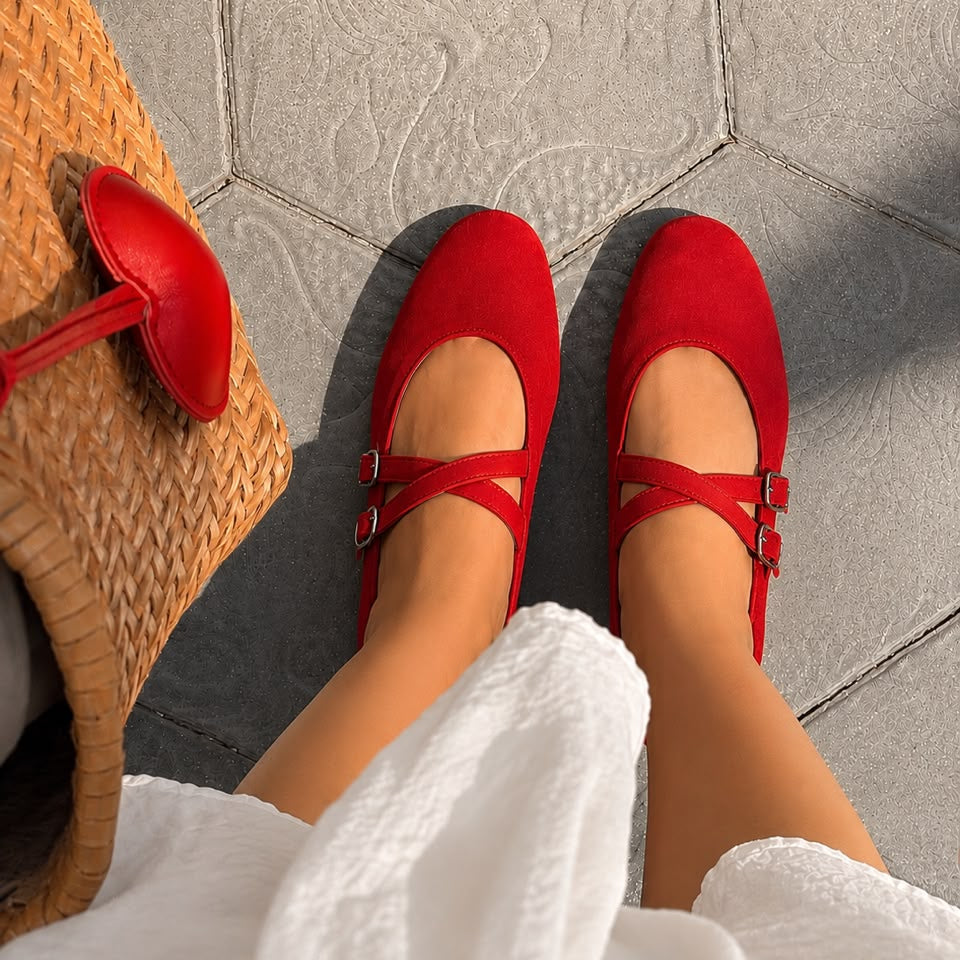 Julia : Ballerine femme 2-en-1 – Diam Rouge