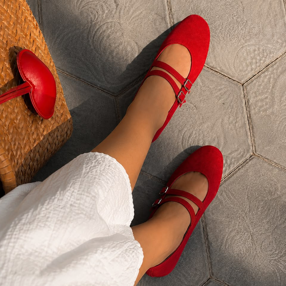 Julia : Ballerine femme 2-en-1 – Diam Rouge