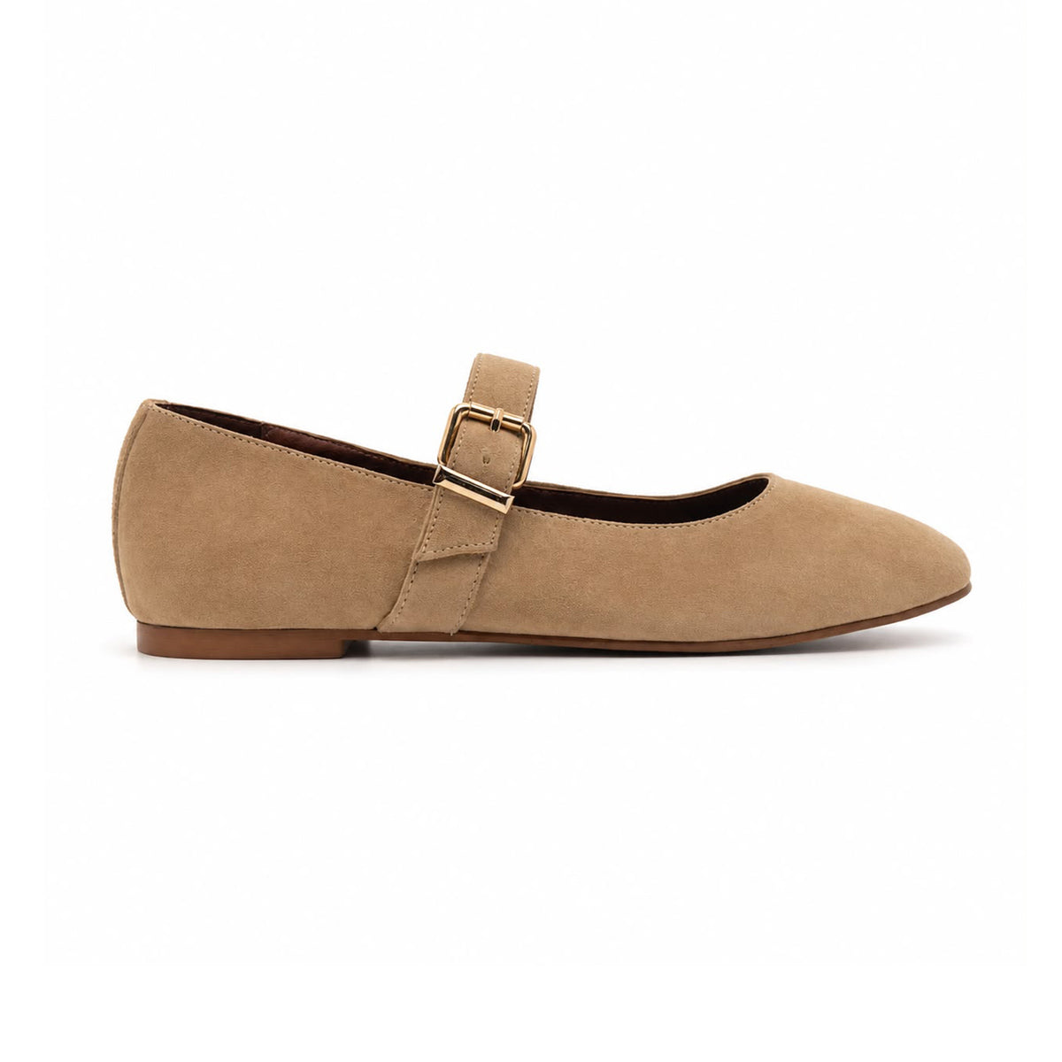 Mary : Ballerines Femme - Daim Beige