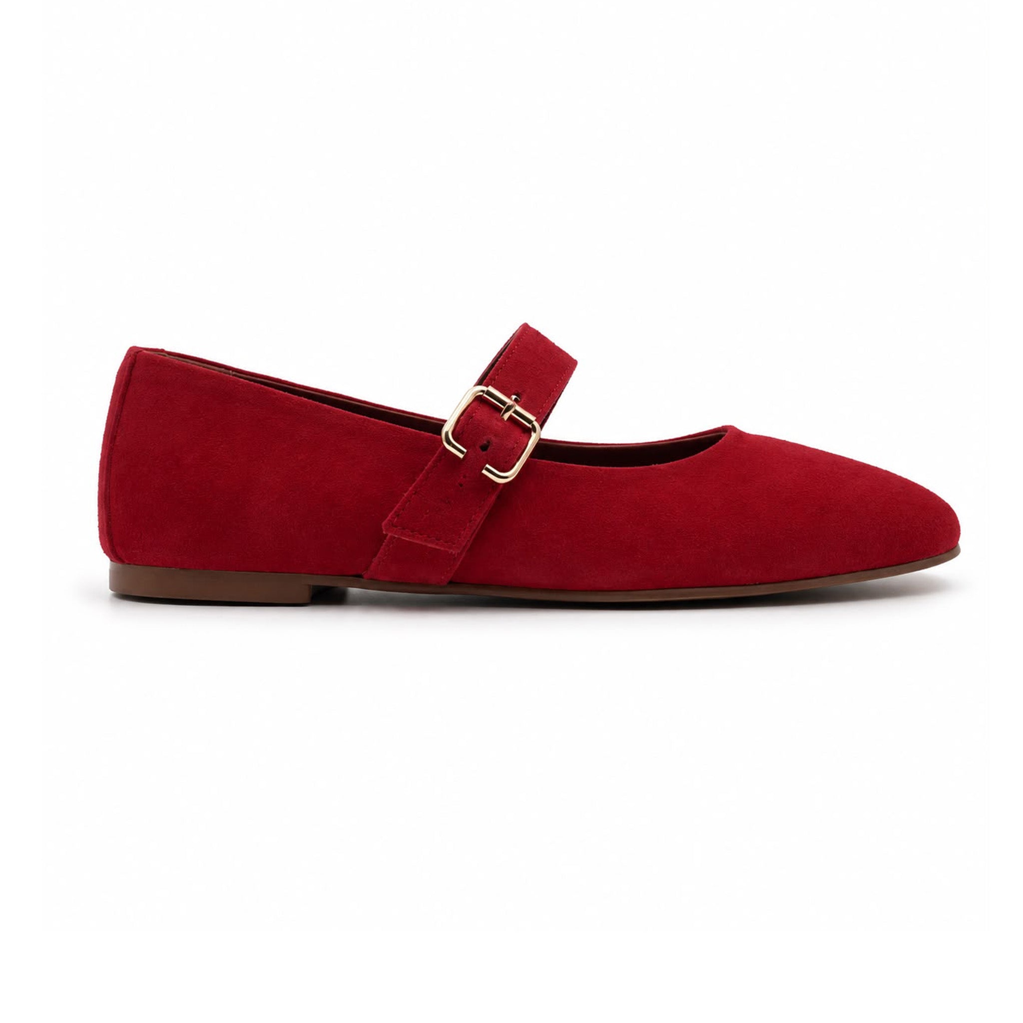 Mary : Ballerines Femme - Daim rouge
