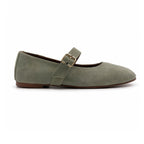 Mary : Ballerines Femme - Daim Vert Sauge